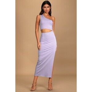Lulus Spice Things Up Lavender Ribbed One-shoulder Cutout Midi Dress Purple